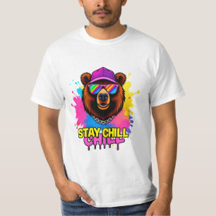 勇敢な熊のイラストと励ましのスローガン Tシャツ