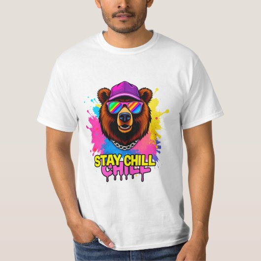 勇敢な熊のイラストと励ましのスローガン Tシャツ (正面)