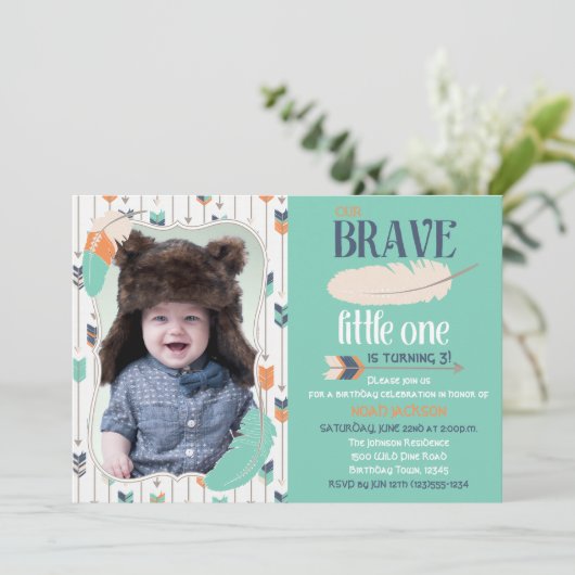 勇敢な種族の誕生日の写真の招待状 招待状 (スタンド正面)