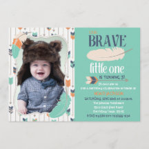 勇敢な種族の誕生日の写真の招待状