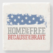 勇敢な米国国旗のために無料のホーム ストーンコースター (正面)