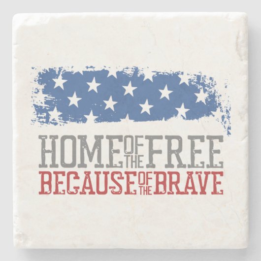 勇敢な米国国旗のために無料のホーム ストーンコースター (正面)