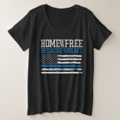 勇敢な米国国旗のために無料のホーム プラスサイズTシャツ (デザイン正面)