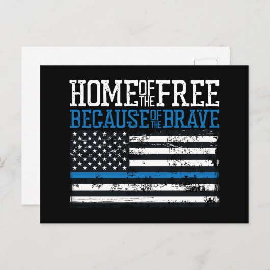 勇敢な米国国旗のために無料のホーム ポストカード (正面/裏面)