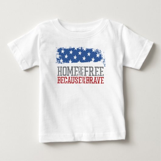 勇敢な者の故に自由の家 米国旗 ベビーTシャツ (正面)