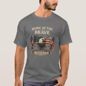 勇敢な者の故郷 愛国Tシャツ USA フラッグ イーグル Tシャツ (正面)