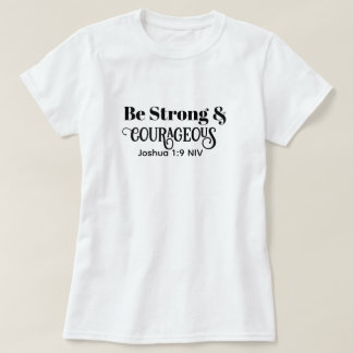 勇敢な聖書の詩 ブラック&ホワイト Tシャツ