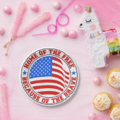 勇敢な赤と青の7月4日のために無料 ペーパープレート (パーティー)