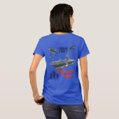 勇敢な軍人を称えるブルー Tシャツ (裏面フル)