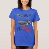 勇敢な軍人を称えるブルー Tシャツ (正面)