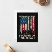 勇敢な退役軍人のため、無料の国旗のホーム ノートカード (正面/裏面インサイチュ)