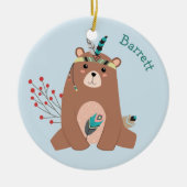 勇敢な部族パーソナライズされた熊 セラミックオーナメント (正面)