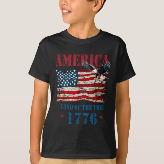 勇敢な4thのために自由のアメリカの土地 tシャツ (正面)