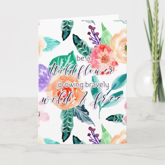 勇敢に野生で自由に育つ野花 カード (正面)
