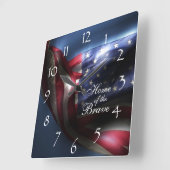 勇敢のの白熱［赤熱］光を放つな米国旗か家 スクエア壁時計 (傾斜)