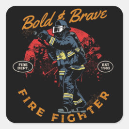 勇敢はっきりしたな消防士 スクエアシール