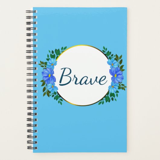 「勇敢」なら出来る！青い《植物》百日草フローラ プランナー手帳 (正面)