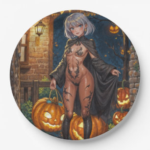 勇気あるハロウィンガール　トリックオアトリート　ボディペイント ペーパープレート