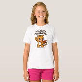 勇気ある咆哮 かわいいオレンジティガーデザイン Tシャツ (正面フル)