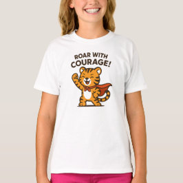 勇気ある咆哮 かわいいオレンジティガーデザイン Tシャツ