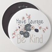 勇気がある親切なデジタル花グレイ桃 缶バッジ (正面&裏面)