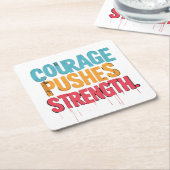 勇気が力を出す スクエアペーパーコースター (アングル)