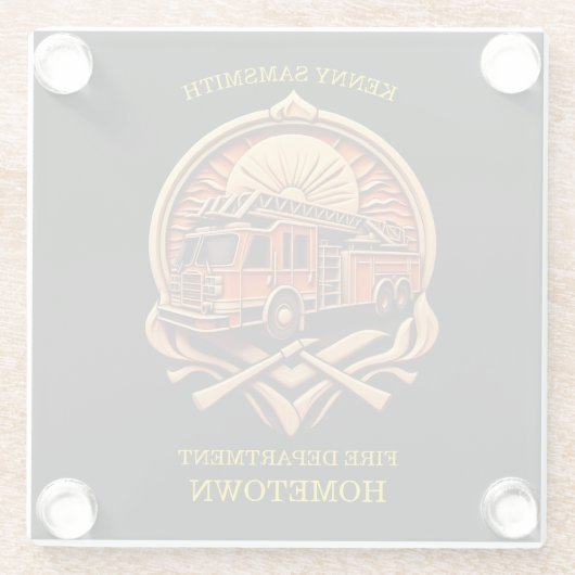 勇気と献身的な消防署 ガラスコースター (裏面)