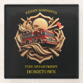 勇気と献身的な消防署 ガラスコースター (正面)