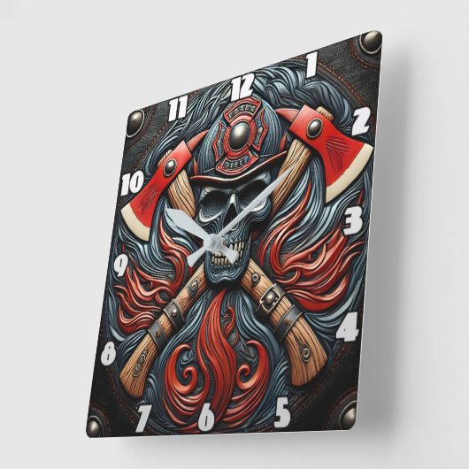 勇気と防火のシンボル スクエア壁時計 (傾斜)