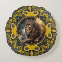 勇気のあるレオ〔占星術の〕十二宮図金ゴールドイエローフラクタルマンダラ