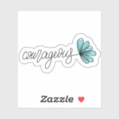 勇気のあるワードフラワーノートパソコン |ダイカットのシール シール (シート)