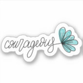 勇気のあるワードフラワーノートパソコン |ダイカットのシール シール (正面)