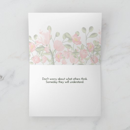 勇気のためのピンクの漫画フローラ カード (内部)