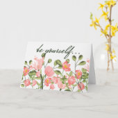 勇気のためのピンクの漫画フローラ カード (黄色い花)