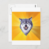 勇気のオオカミのアドバイスの動物のインターネットのミーム ポストカード (正面/裏面)