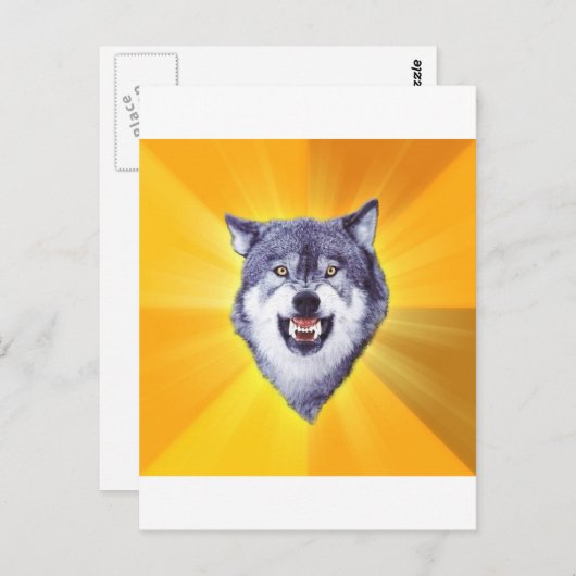 勇気のオオカミのアドバイスの動物のインターネットのミーム ポストカード (正面/裏面)