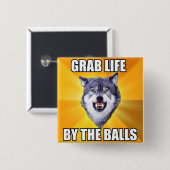 勇気のオオカミボタン 缶バッジ (正面&裏面)