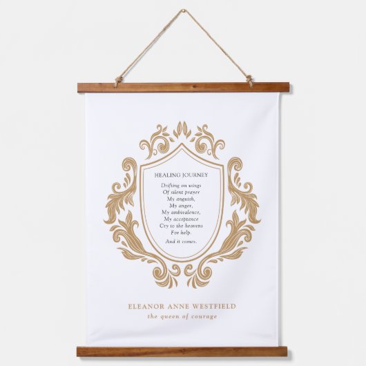 勇気のクイーンヒーリングジャーニー詩金ゴールドバロック 吊り下げ型タペストリー (正面)