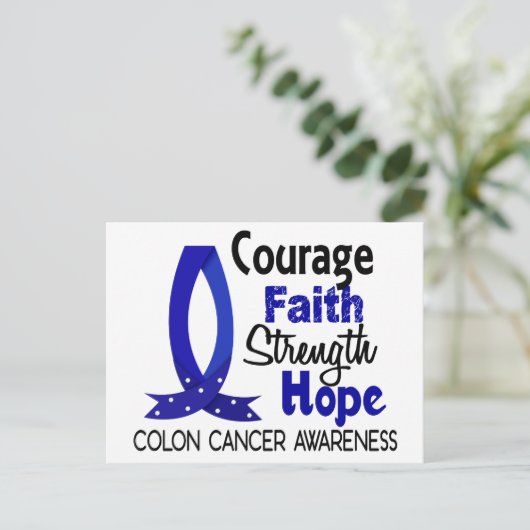 勇気の信仰の強さホープ結腸がん ポストカード (スタンド正面)