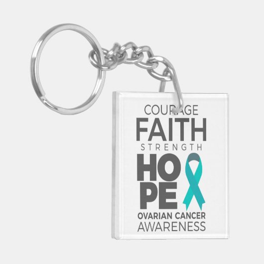 勇気の信仰の強さ希望の卵巣認識度 キーホルダー (正面左)
