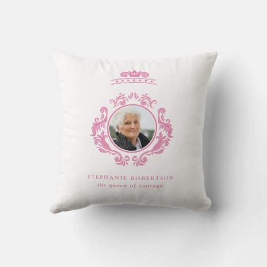 勇気の女王の乳がんピンクの写真名 クッション (裏面)