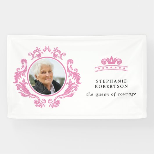 勇気の女王の乳がんピンクの写真名 横断幕 (横)