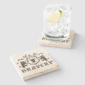 勇気の雄豚の紋章のTravertineのコースター ストーンコースター (横)