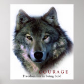 勇気やる気を起こさせる引用文ウルフアイポスター ポスター (正面)