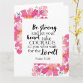 勇気を出してゆき、ピンクのフローラ聖書 カード (黄色い花)