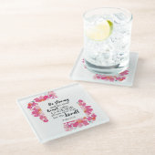 勇気を出してゆき、ピンクのフローラ聖書 ガラスコースター (アングル)