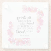 勇気を出してゆき、ピンクのフローラ聖書 ガラスコースター (裏面)