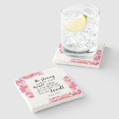 勇気を出してゆき、ピンクのフローラ聖書 ストーンコースター (横)