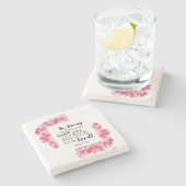 勇気を出してゆき、ピンクのフローラ聖書 ストーンコースター (横)