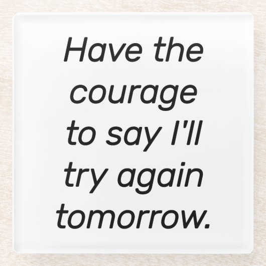 勇気を出すガラスコースターを手にする ガラスコースター (正面)